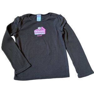 Gymboree Girls Long Sleeve Shirt Brown Sweet Cake Applique‎ Rhinestone Top